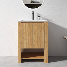 MK 600x460x860mm Light Oak Floor Standing Vanity with Ceramic Basin - NZHomeware