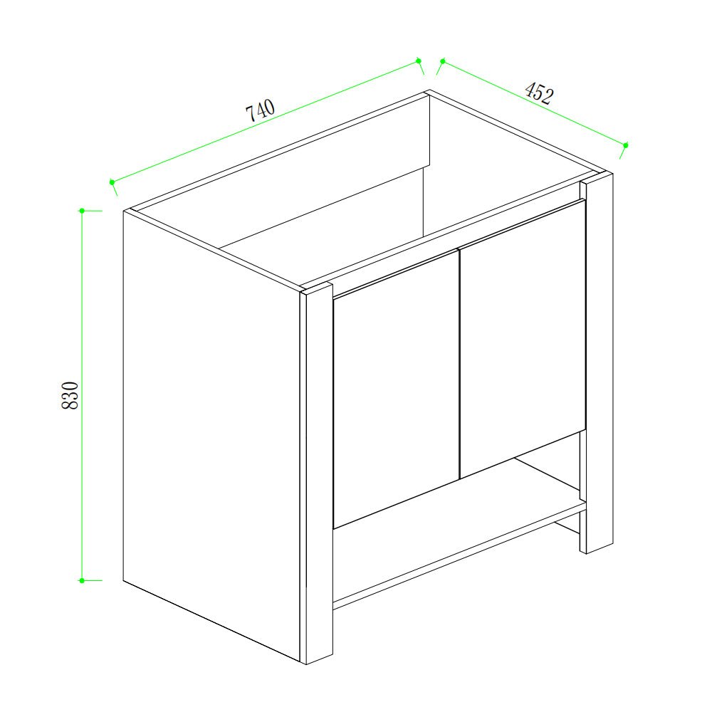 750mm Grey Floor Standing Bathroom Vanity Cabinet size guide 1
