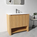 MK 900x460x860mm Light Oak Floor Standing Vanity with Ceramic Basin - NZHomeware