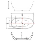 1700x800x580 mm Oval Bathtub Freestanding Acrylic Black Bath tub - NZHomeware