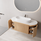 Mora 1200X520X450mm Plywood Light Oak Fluted Racetrack - Shaped Vanity With Flat Top - NZHomeware