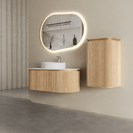 Mora 1200X520X450mm Plywood Light Oak Fluted Racetrack - Shaped Vanity With Flat Top - NZHomeware