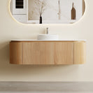 Mora 1200X520X450mm Plywood Light Oak Fluted Racetrack - Shaped Vanity With Flat Top - NZHomeware