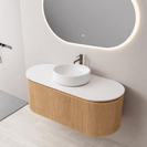 Mora 1200X520X450mm Plywood Light Oak Fluted Racetrack - Shaped Vanity With Flat Top - NZHomeware
