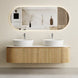 Mora 1500X520X450mm Plywood Light Oak Fluted Racetrack - Shaped Vanity With Flat Top - NZHomeware