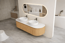 Mora 1500X520X450mm Plywood Light Oak Fluted Racetrack - Shaped Vanity With Flat Top - NZHomeware
