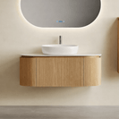 Mora 900X520X450mm Plywood Light Oak Fluted Racetrack - Shaped Vanity With Flat Top - NZHomeware