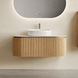 Mora 900X520X450mm Plywood Light Oak Fluted Racetrack - Shaped Vanity With Flat Top - NZHomeware