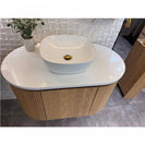 Mora 900X520X450mm Plywood Light Oak Fluted Racetrack - Shaped Vanity With Flat Top - NZHomeware