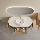 Mora 900X520X450mm Plywood Light Oak Fluted Racetrack - Shaped Vanity With Flat Top - NZHomeware