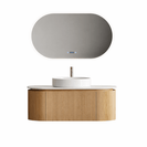 Mora 900X520X450mm Plywood Light Oak Fluted Racetrack - Shaped Vanity With Flat Top - NZHomeware