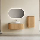 Mora 900X520X450mm Plywood Light Oak Fluted Racetrack - Shaped Vanity With Flat Top - NZHomeware