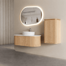 Mora 900X520X450mm Plywood Light Oak Fluted Racetrack - Shaped Vanity With Flat Top - NZHomeware