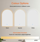 600x900mm Arched LED Wall Mirror with Bluetooth Speaker Dimister Touch Switch 3 Colours Lighting - NZHomeware