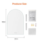 600x900mm Arched LED Wall Mirror with Bluetooth Speaker Dimister Touch Switch 3 Colours Lighting - NZHomeware