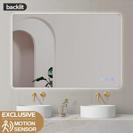 750x600mm Rectangle LED Mirror with Motion Sensor Demister Switch Backlit Touch Switch 3 Colours Lighting Frameless - NZHomeware
