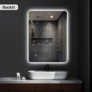 750x600mm Rectangle LED Mirror with Demister Backlit Touch Switch 3 Colours Lighting Frameless PC Back Lampshade - NZHomeware