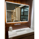 750x600mm Rectangle LED Mirror with Motion Sensor Auto On Demister Touch Switch 3 Colours Lighting on Rim Frameless PC Lampshade - NZHomeware