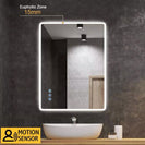 750x600mm Rectangle LED Mirror with Motion Sensor Auto On Demister Touch Switch 3 Colours Lighting on Rim Frameless PC Lampshade - NZHomeware