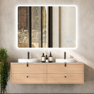 750x600mm Rectangle LED Mirror with Motion Sensor Auto On Demister Touch Switch 3 Colours Lighting on Rim Frameless PC Lampshade - NZHomeware