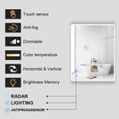 900x750mm Rectangle LED Mirror with Motion Sensor Auto On Demister 3 Colours Lighting on Rim Frameless - NZHomeware