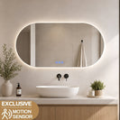 1200x700mm Backlit Led Mirror Oblong Racetrack Motion Sensor Demister Touch Sensor Switch - NZHomeware
