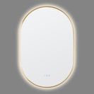 600x900mm Backlit Brushed Yellow Gold Frame Led Mirror Oblong Racetrack Motion Sensor - NZHomeware