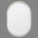 600x900mm Backlit Brushed Yellow Gold Frame Led Mirror Oblong Racetrack Motion Sensor - NZHomeware