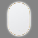 600x900mm Backlit Brushed Yellow Gold Frame Led Mirror Oblong Racetrack Motion Sensor