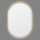 600x900mm Backlit Brushed Yellow Gold Frame Led Mirror Oblong Racetrack Motion Sensor