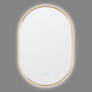 600x900mm Backlit Brushed Yellow Gold Frame Led Mirror Oblong Racetrack Motion Sensor