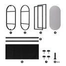 Narrow Oval Tempered Glass Side Table with Magazine Storage | Grey Glass & Black Steel NZ - NZHomeware