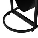 Narrow Oval Tempered Glass Side Table with Magazine Storage | Grey Glass & Black Steel NZ - NZHomeware