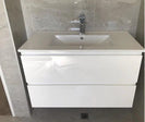 NELSON 1000X460X580MM PLYWOOD WALL HUNG VANITY - GLOSS WHITE WITH CERAMIC TOP - NZHomeware