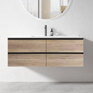 NELSON 1200X460X580MM PLYWOOD WALL HUNG VANITY - BLACK AND LIGHT OAK WITH CERAMIC TOP - NZHomeware
