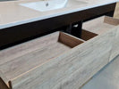 NELSON 1200X460X580MM PLYWOOD WALL HUNG VANITY - BLACK AND LIGHT OAK WITH CERAMIC TOP - NZHomeware