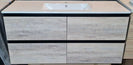 NELSON 1200X460X580MM PLYWOOD WALL HUNG VANITY - BLACK AND LIGHT OAK WITH CERAMIC TOP - NZHomeware
