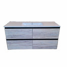 NELSON 1200X460X580MM PLYWOOD WALL HUNG VANITY - BLACK AND LIGHT OAK WITH CERAMIC TOP - NZHomeware