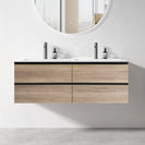 NELSON 1200X460X580MM PLYWOOD WALL HUNG VANITY - BLACK AND LIGHT OAK WITH DOUBLE CERAMIC TOP - NZHomeware