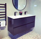 NELSON 1200X460X580MM PLYWOOD WALL HUNG VANITY - BLACK WITH DOUBLE CERAMIC TOP - NZHomeware