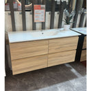 NELSON 1200X460X580MM PLYWOOD WALL HUNG VANITY - LIGHT OAK WITH CERAMIC TOP - NZHomeware
