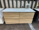 NELSON 1200X460X580MM PLYWOOD WALL HUNG VANITY - LIGHT OAK WITH CERAMIC TOP - NZHomeware