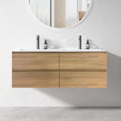 NELSON 1200X460X580MM PLYWOOD WALL HUNG VANITY - LIGHT OAK WITH DOUBLE CERAMIC TOP - NZHomeware