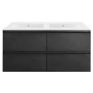 NELSON 1500X460X580MM PLYWOOD WALL HUNG VANITY - BLACK WITH DOUBLE CERAMIC TOP - NZHomeware
