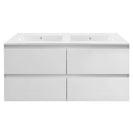 NELSON 1500X460X580MM PLYWOOD WALL HUNG VANITY - GLOSS WHITE WITH DOUBLE CERAMIC TOP - NZHomeware