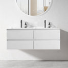 NELSON 1500X460X580MM PLYWOOD WALL HUNG VANITY - GLOSS WHITE WITH DOUBLE CERAMIC TOP - NZHomeware