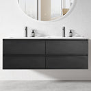 NELSON 1800X460X580MM PLYWOOD WALL HUNG VANITY - BLACK WITH DOUBLE POLYMARBLE TOP - NZHomeware
