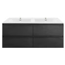 NELSON 1800X460X580MM PLYWOOD WALL HUNG VANITY - BLACK WITH DOUBLE POLYMARBLE TOP - NZHomeware