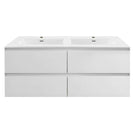 NELSON 1800X460X580MM PLYWOOD WALL HUNG VANITY - GLOSS WHITE WITH DOUBLE POLYMARBLE TOP - NZHomeware
