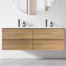 NELSON 1800X460X580MM PLYWOOD WALL HUNG VANITY - LIGHT OAK WITH DOUBLE POLYMARBLE TOP - NZHomeware